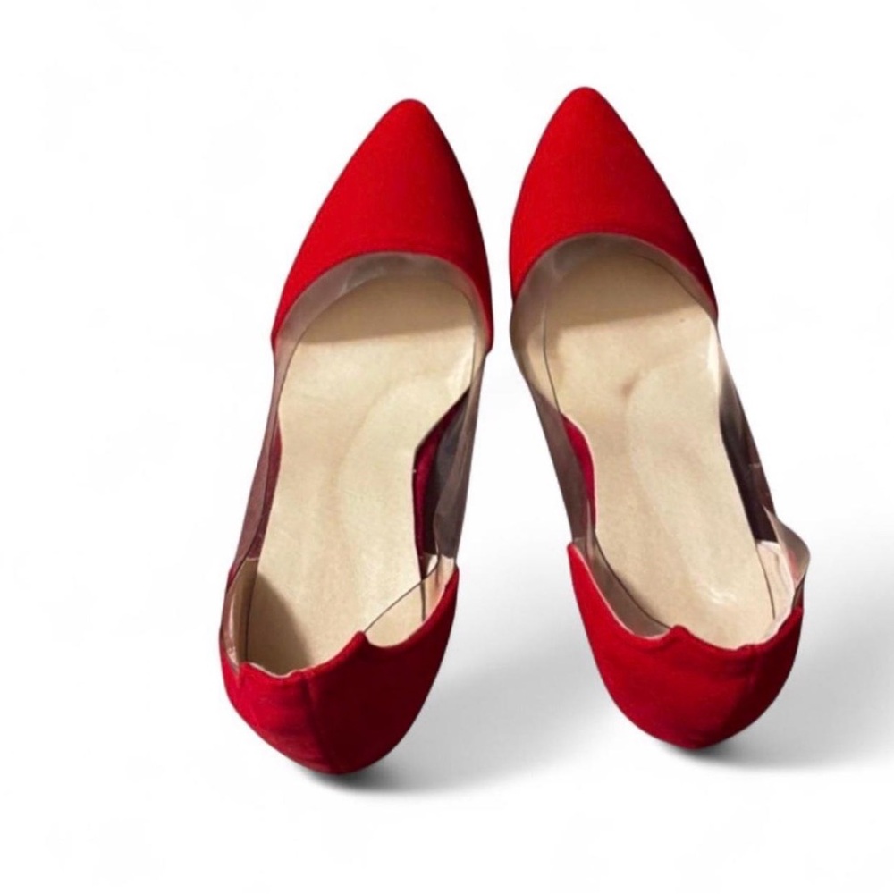 Red Pointed Toe D'Orsay Flats - Women's